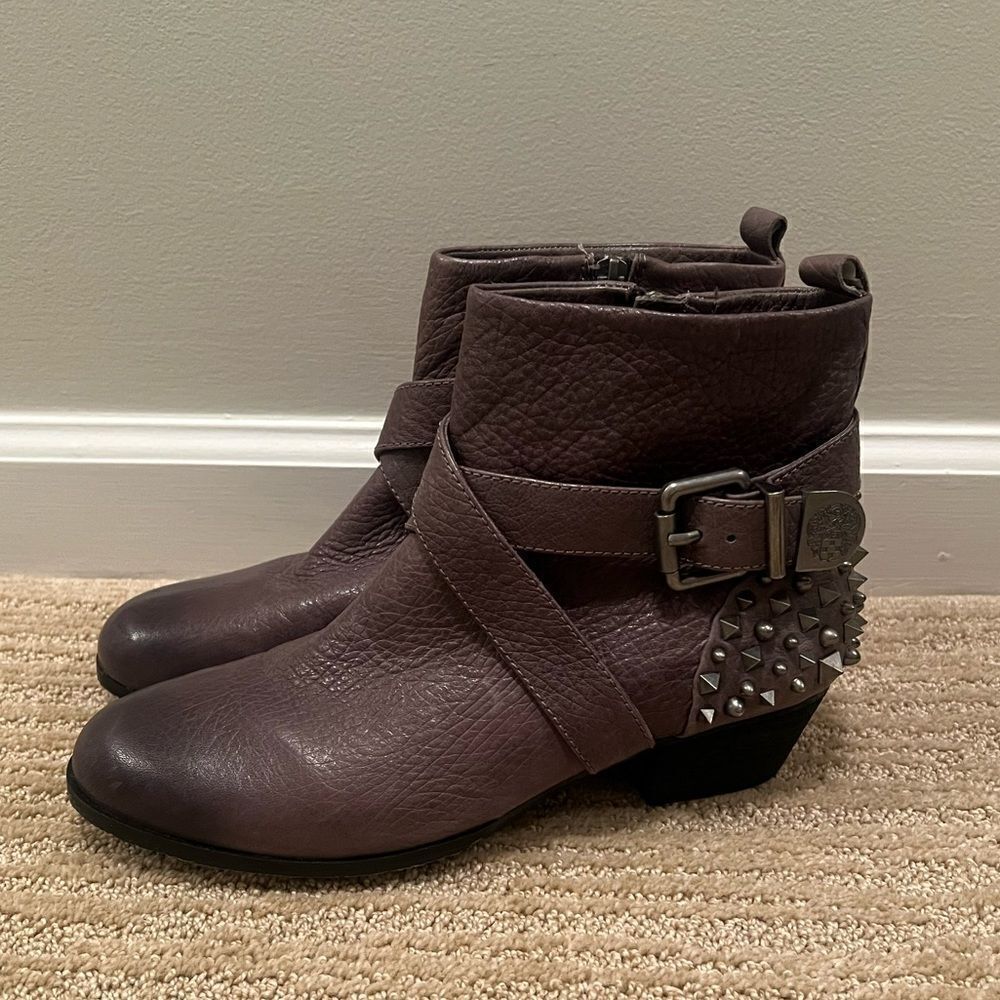 Vince Camuto Grey Taupe Studded Ankle Booties